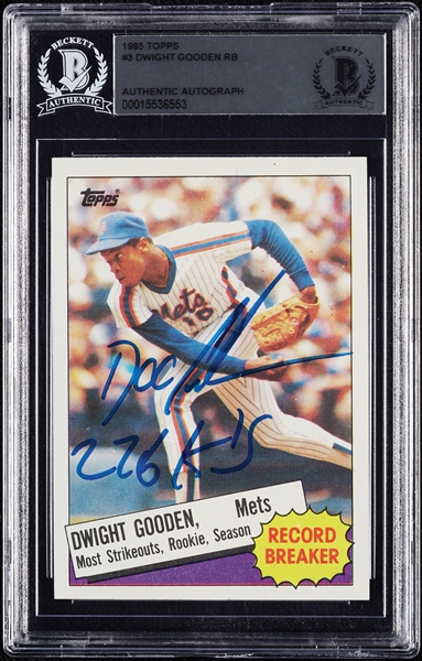 Dwight Gooden Signed 1985 Topps Record Breaker No. 3 (BAS)
