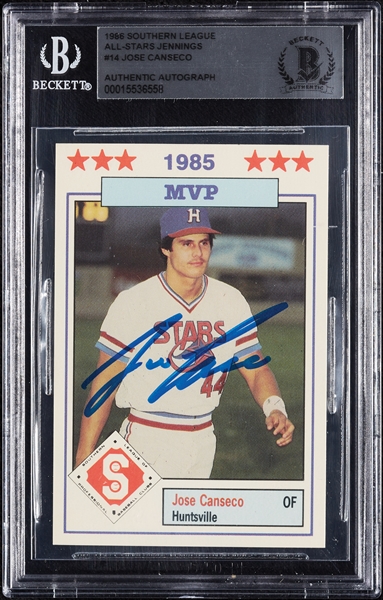 Jose Canseco Signed 1986 Southern League All-Stars RC No. 14 (BAS)