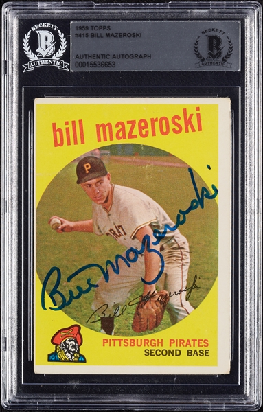Bill Mazeroski Signed 1959 Topps No. 415 (BAS)