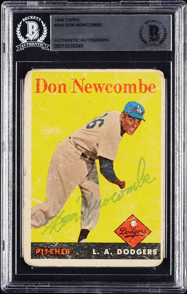 Don Newcombe Signed 1958 Topps No. 340 (BAS)