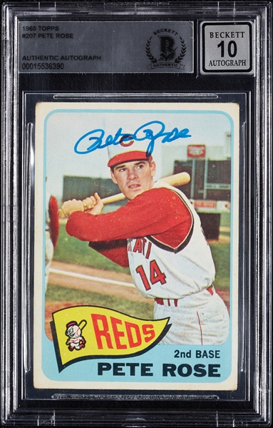 Pete Rose Signed 1965 Topps No. 207 (Graded BAS 10)