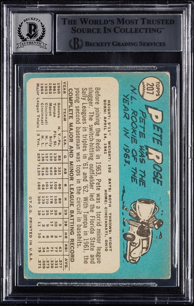 Pete Rose Signed 1965 Topps No. 207 (Graded BAS 10)