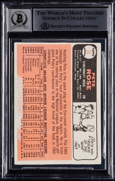 Pete Rose Signed 1966 Topps No. 30 (Graded BAS 10)