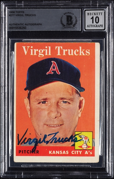 Virgil Trucks Signed 1958 Topps No. 277 (Graded BAS 10)