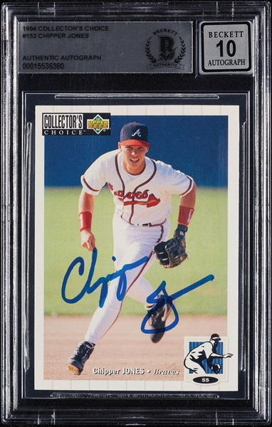Chipper Jones Signed 1994 Collector's Choice No. 152 (Graded BAS 10)