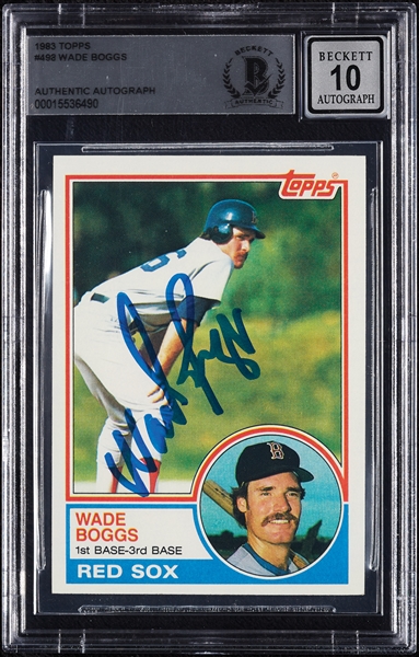 Wade Boggs Signed 1983 Topps RC No. 498 (Graded BAS 10)