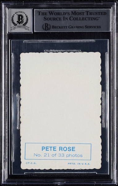 Pete Rose Signed 1969 Topps Deckle Edge No. 21 (Graded BAS 10)
