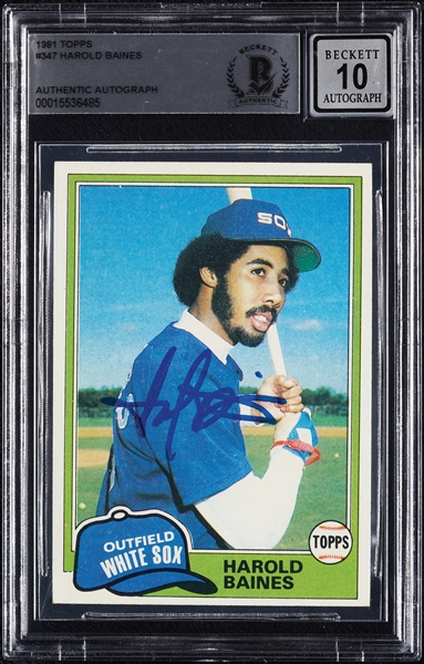 Harold Baines Signed 1981 Topps RC No. 347 (Graded BAS 10)
