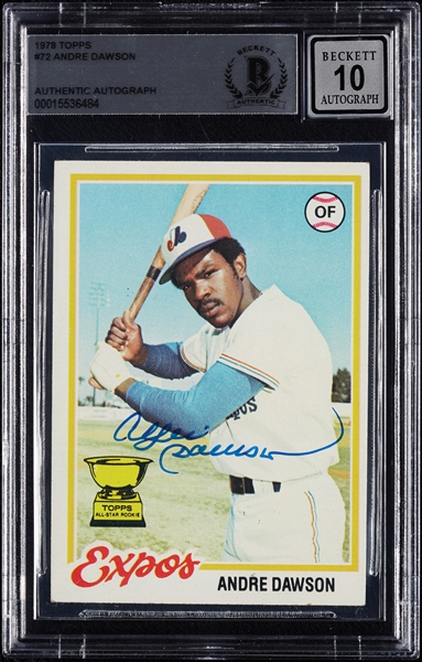 Andre Dawson Signed 1978 Topps No. 72 (Graded BAS 10)