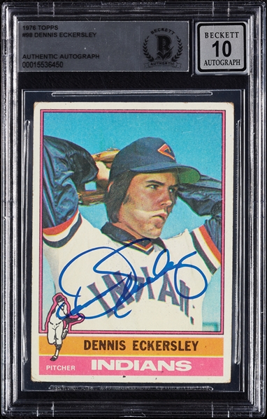 Dennis Eckersley Signed 1976 Topps RC No. 98 (Graded BAS 10)