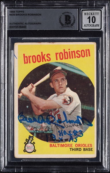 Brooks Robinson Signed 1959 Topps No. 439 (Graded BAS 10)