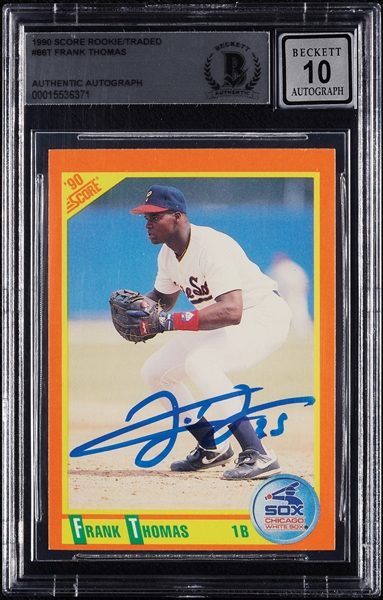 Frank Thomas Signed 1990 Score Rookie/Traded RC No. 86T (Graded BAS 10)