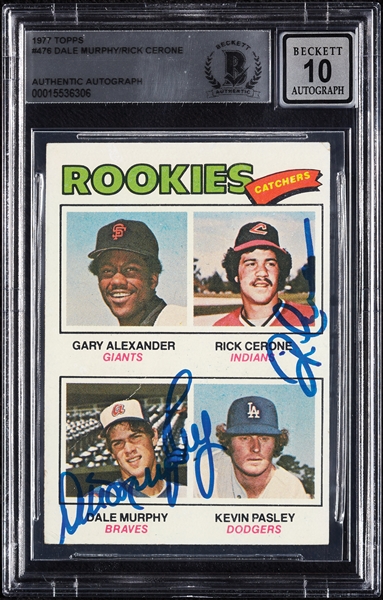 Dale Murphy & Rick Cerone Signed 1977 Topps Rookie Catchers RC No. 476 (Graded BAS 10)