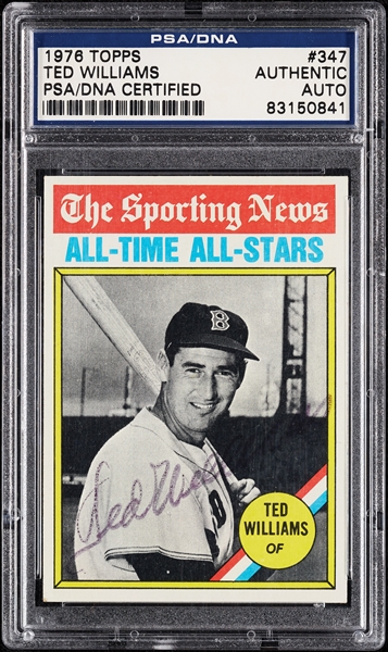 Ted Williams Signed 1976 Topps No. 347 (PSA/DNA)