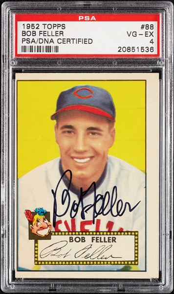 Bob Feller Signed 1952 Topps No. 88 PSA 4 (PSA/DNA)