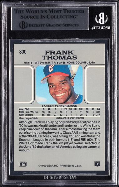 Frank Thomas Signed 1990 Leaf RC No. 300 (BAS)