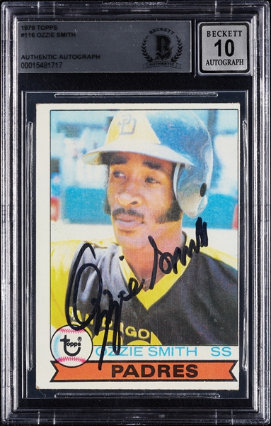 Ozzie Smith Signed 1979 Topps RC No. 116 (Graded BAS 10)