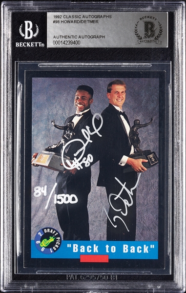 Desmond Howard & Ty Detmer Signed 1992 Classic Back to Back Autographs (84/1500) (BAS)