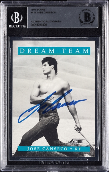 Jose Canseco Signed 1991 Score No. 441 (BAS)