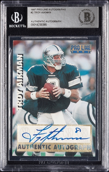 Troy Aikman Signed 1997 Pro Line Autographs No. 2 (BAS)