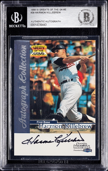 Harmon Killebrew Signed 1999 Fleer SI Greats of the Game (BAS)