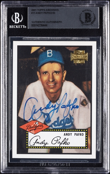 Andy Pafko Signed 2001 Topps Archives 1952 Topps No. 11 (BAS)