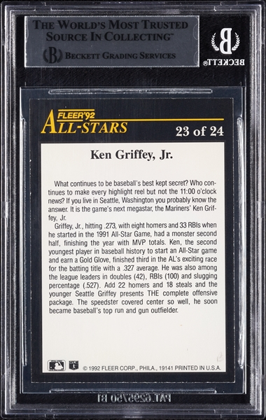 Ken Griffey Jr. Signed 1992 Fleer All-Stars No. 23 (BAS)