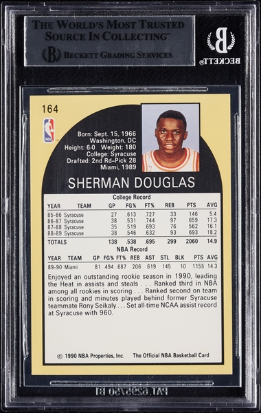 Sherman Douglas Signed 1990 Hoops RC No. 164 (BAS)