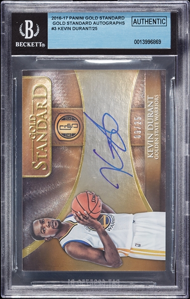Kevin Durant Signed 2016 Panini Gold Standard Autographs (9/25) (Graded BAS 10)