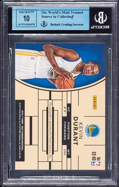 Kevin Durant Signed 2016 Panini Gold Standard Autographs (9/25) (Graded BAS 10)