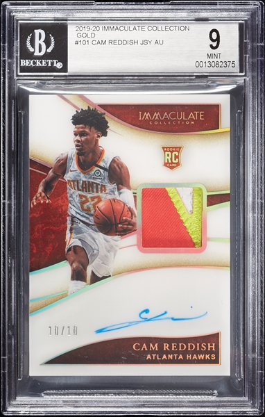 Cam Reddish Signed 2019 Immaculate Collection RC Auto/JSY Gold (10/10) BGS 9 (AUTO 9)