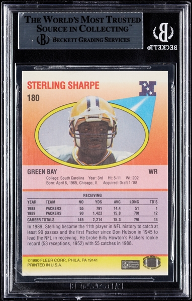 Sterling Sharpe Signed 1990 Fleer No. 180 (BAS)