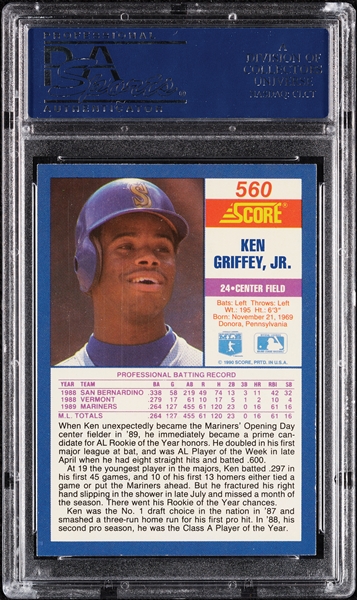 Ken Griffey Jr. Signed 1990 Score No. 560 (PSA/DNA)