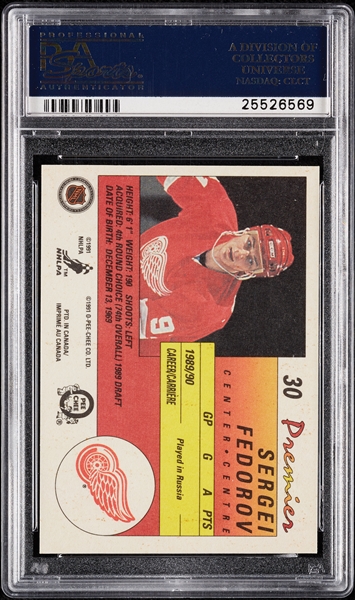 Sergei Fedorov Signed 1990 O-Pee-Chee Premier RC No. 30 (Graded PSA/DNA 10)