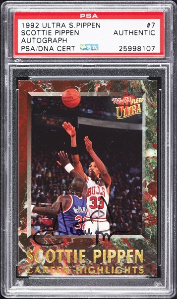 Scottie Pippen Signed 1991 Ultra Pippen Career Highlights Auto No. 7 (PSA/DNA)
