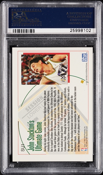 John Stockton Signed 1992 Hoops Ultimate Game No. SU1 (Graded PSA/DNA 10)