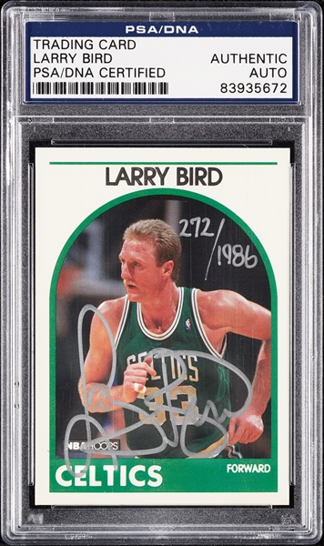 Larry Bird Signed 1989 NBA Hoops No. 150 (272/1986) (PSA/DNA)