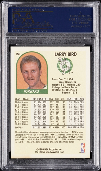 Larry Bird Signed 1989 NBA Hoops No. 150 (272/1986) (PSA/DNA)