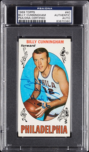 Billy Cunningham Signed 1969 Topps RC No. 40 (PSA/DNA)