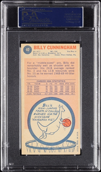 Billy Cunningham Signed 1969 Topps RC No. 40 (PSA/DNA)