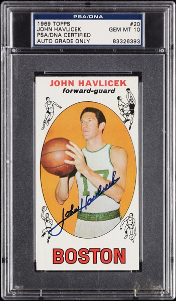 John Havlicek Signed 1969 Topps RC No. 20 (Graded PSA/DNA 10)
