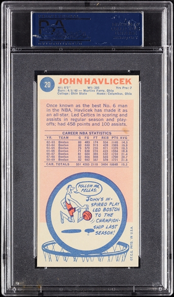 John Havlicek Signed 1969 Topps RC No. 20 (Graded PSA/DNA 10)