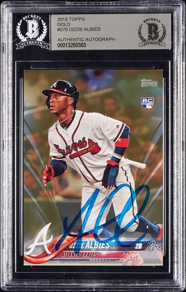 Ozzie Albies Signed 2018 Topps Gold RC No. 276 (BAS)