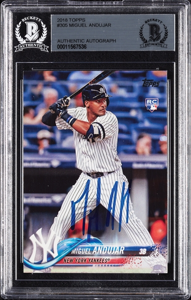 Miguel Andujar Signed 2008 Topps RC No. 305 (BAS)