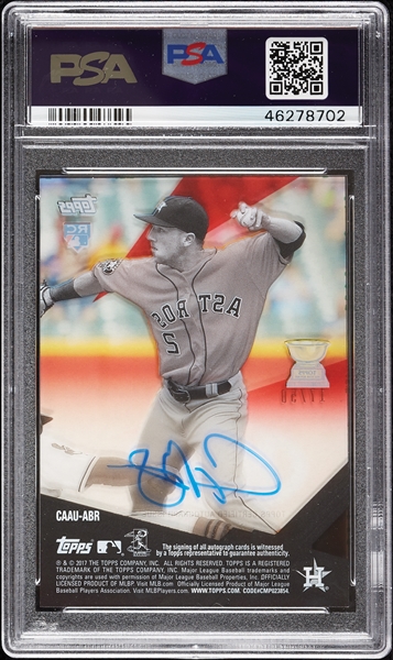 Alex Bregman Signed 2017 Topps Clearly Authentic Autographs Red RC (17/50) PSA 9