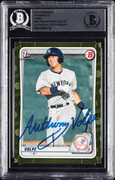 Anthony Volpe Signed 2020 Bowman Prospects Camo RC No. 139 (BAS)