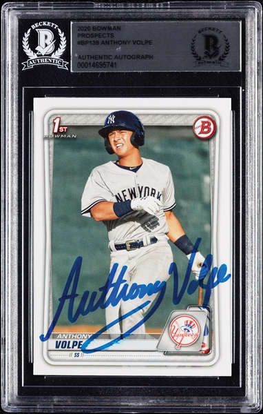 Anthony Volpe Signed 2020 Bowman Prospects RC No. 139 (BAS)