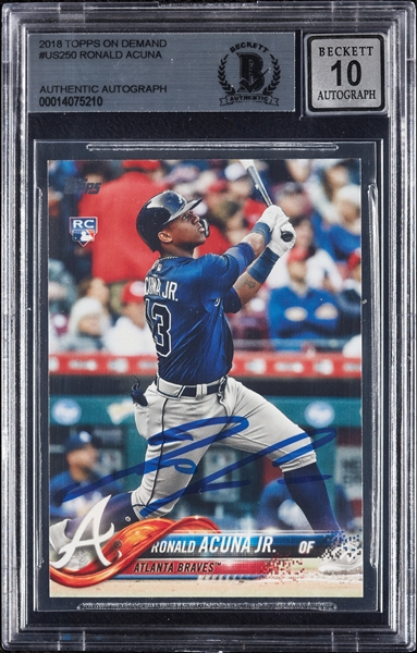 Ronald Acuna Signed 2018 Topps On Demand RC No. 250 (Graded BAS 10)