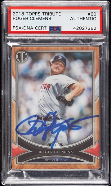 Roger Clemens Signed 2018 Topps Tribute No. 60 (PSA/DNA)