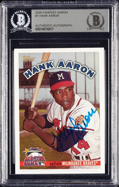 Hank Aaron Signed 2000 Topps Fanfest All-Star Game No. 1 (BAS)